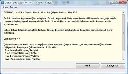 Konuşma Tanıma bölümlerindeki Çalışma Verim Notunuzu yükseltmek için, mikrofona konuştuktan ve sistem tarafından değerlendirildikten hemen sonra Kulaklık düğmesini tıklayarak kendi sesinizi geri