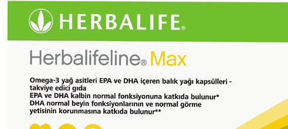 HERBALIFELINE MAX Enerji Enerji ve besin öğeleri 1 kapsül 4 kapsül 42 kj 10 kcal 168 kj 40 kcal Yağ 1 g 4 g doymuş yağ 0,1 g 0,4 g tekli doymamış yağ 0,1 g 0,4 g çoklu doymamış yağ 0,8 g 3,2 g