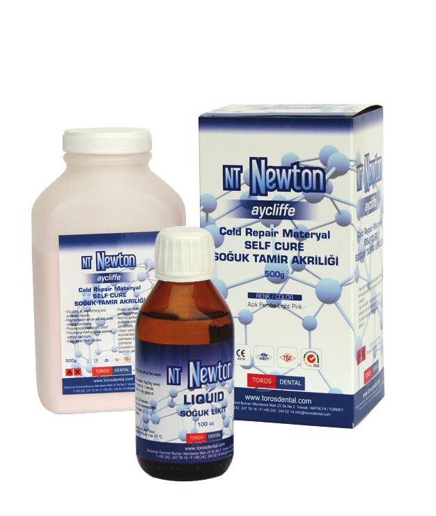 Nt Newton Acrylic NT NEWTON SOĞUK TAMİR AKRİLİĞİ - NT NEWTON ACYLIFFE COLD REPAIR / SELF CURE ACRYLIC PMM bazlı, kendi kendine polimerize olan tamir akriliğidir.