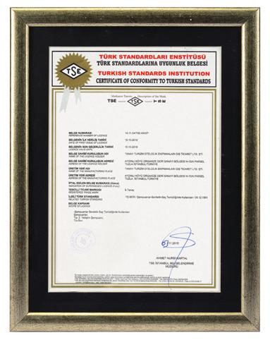 SERTİFİKALARIMIZ CERTIFICATES - ISO 9001- Kalite Yönetim Sistemleri Belgesi - ISO 10002 Kalite Yönetimi- Müşteri Memnuniyeti- Kuruluşlarda Şikayetlerin Ele Alınması İçin Sistem Belgesi - ISO 22716