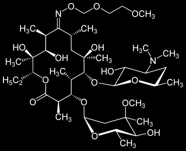 Roksitromisin Rulid R NCH 2 (CH 2 ) 2 Eritromisin 9-[-[(2-metoksietoksi)metil]oksim] türevidir.