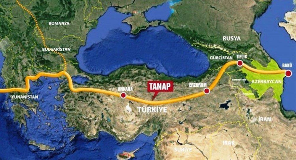 Şekil 4 3: TANAP Boru Hattı Haritası Kaynak:.https://tr.sputniknews.