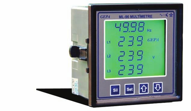 ölçümü ve enerji sayaçları Maksimum, minimum ve demand kaydı Grafik LCD