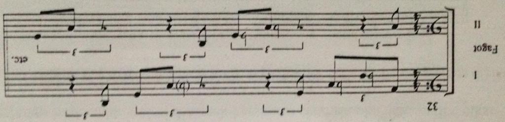 Starting from 28 th measure, 1 st material losses its effect. From this point more patternal color predominates in the music.