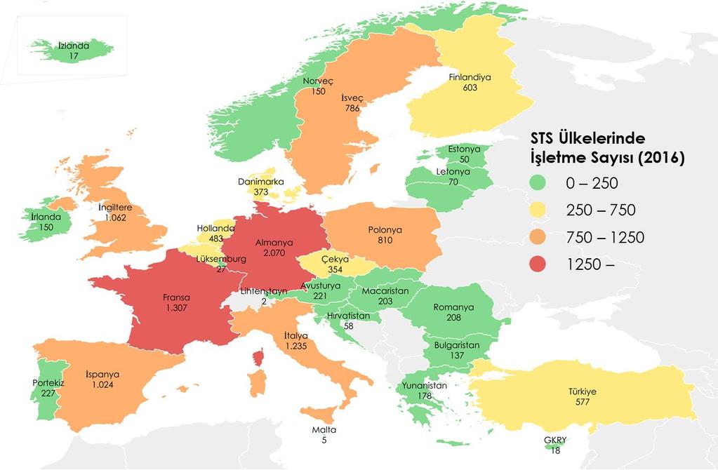 AB nin ETS Deneyimi 12.495 ETS İşletmesi Toplamın %53,4 ü: Almanya 2.068 (%17) Fransa 1.