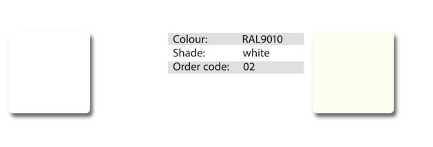 Renk: Açıklama: Sipariş Kodu: RAL9016 Kar Beyazı 01 Renk: Açıklama: Sipariş Kodu: RAL9010 Beyaz 02 Bütün fiyatlar RAL 9016