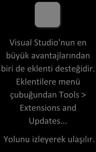 Visual Studio'nun en büyük avantajlarından biri de eklenti desteğidir.