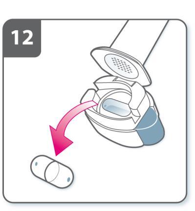 olacaksınız. İlaç uygulamasını tamamladıktan sonra: Ağızlığı tekrar açın ve kapsül haznesini eğerek boş kapsülü çıkartın. Boş kapsülü çöpe atın. İnhalasyon cihazını kapatın ve kapağı yerine takın.