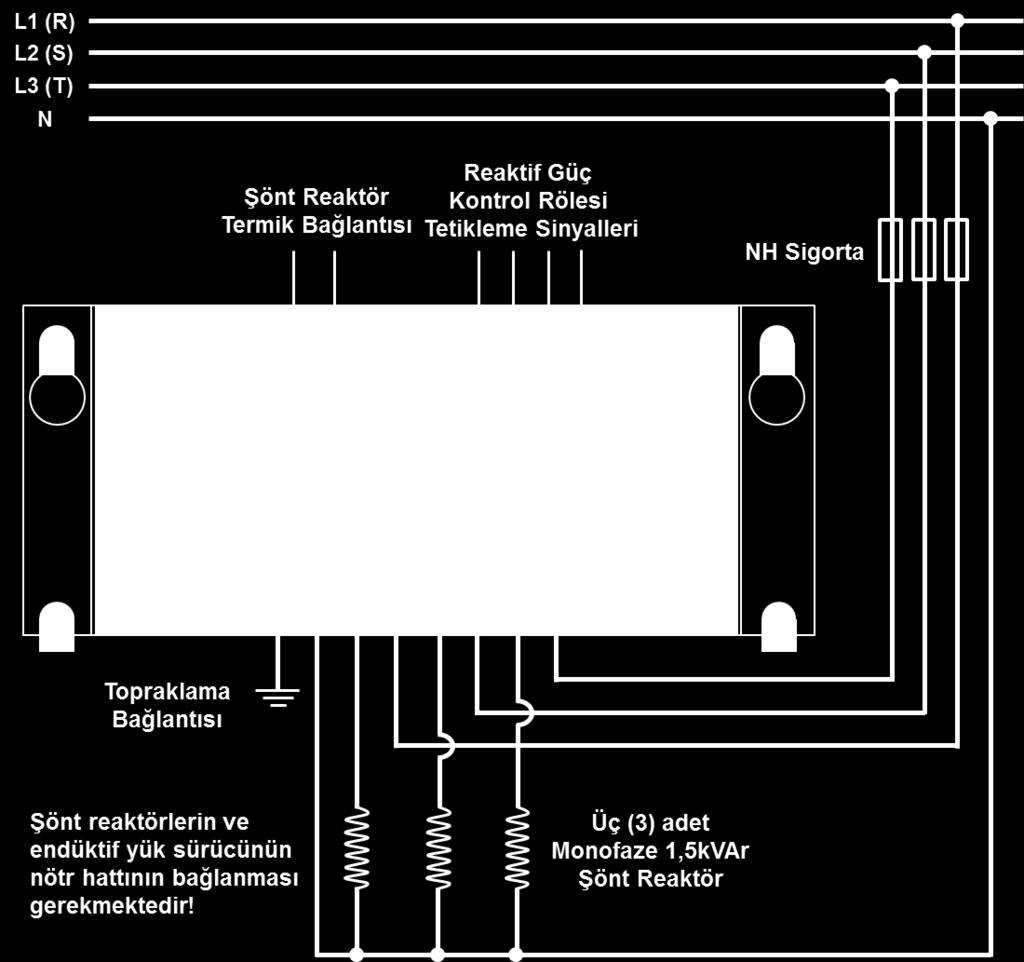 hattının ve şönt reaktörlerin nötre hatlarının şebeke nötrüne bağlanması zorunludur.