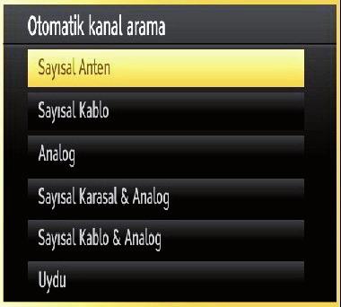 Uzaktan kumanda üzerindeki MENU tuşuna basınız ve veya tuşunu kullanarak Installation (Kurulum) simgesini seçiniz. OK tuşuna basınız, aşağıdaki menü görüntülenecektir.