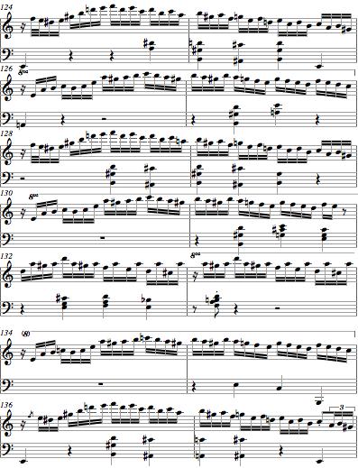 solosundaki notaların üçlüsü bir oktav alttan icra edilir.