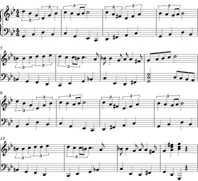 Şekil 3.16: Papatya 3.5.1 Di Sarli stiline göre düzenleme Düzenlemede (Şekil 3.17), Di Sarli nin kendine has piyano geçişlerinden (a), (a2) ve (b), sırasıyla 7., 8. ve 14. ölçülerde kullanılmıştır.