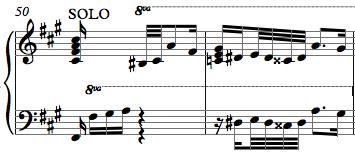 2.2.2.3 Anibal Troilo stilinde piyano soloları 2.2.2.3.1 Preparense Biri iki ölçülük, diğeri onaltı ölçülük iki tane piyano solo (Şekil 2.82) vardır. Şekil 2.82: 50.-51. ve 60.-76. Ölçüler 60.