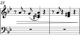 23.-24. ölçülerdeki diminuendo ile B bölümünün sonundaki piyano geçişine hazırlık yapılmıştır. 31. ölçüde, zayıf zamanda icra edilen onaltılık notalar ile senkoplama sağlanmıştır. 48.