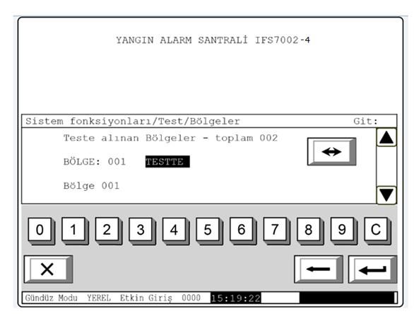 Panelin sağ kısmındaki ve butonları bir sonraki veya bir önceki teste ayarlanmış bölgeye doğru gidişinin yapılmasını sağlamaktadır (öyleleri bulunduğu taktirde).