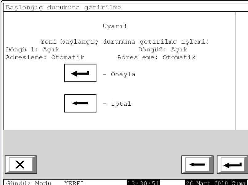 butonunun üzerine tıklayıp başlangıç durumuna getirilme işleminin başlatıldığında panel temizlenip ortasında Lütfen