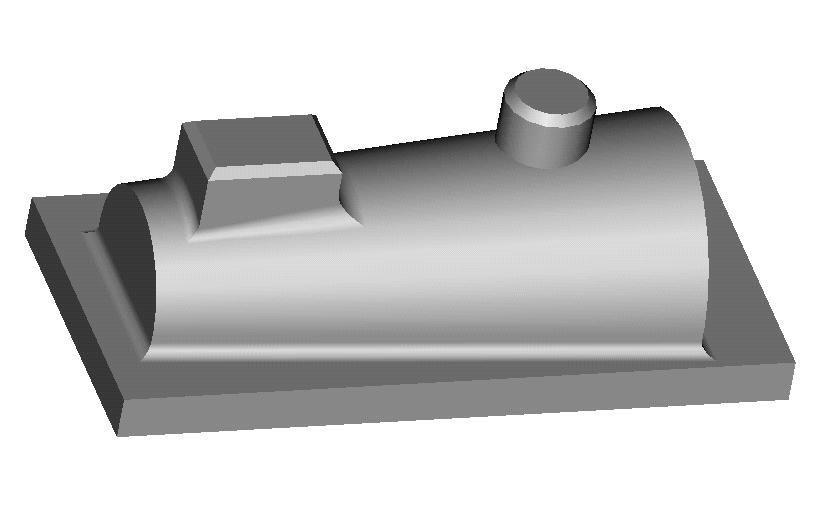 Birleştirilmiş parçalar arasında 3mm yuvarlatma (fillet) ve dikdörtgensel yükseltme üzerinde 3mm den 6mm ye değişken yuvarlatma (variable fillet) oluştur.