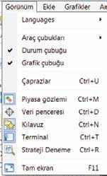 Kullanıcı El Kitabı Ana Menü Data Dosyasını Aç: Daha önce kaydettiğiniz data dosyalarını açmanızı sağlar. Hesap Aç: Yeni bir deneme hesabı oluşturmanızı sağlar.