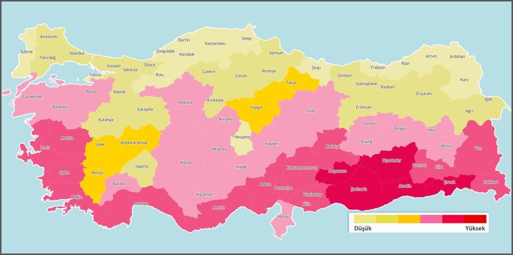 SPI Normalin Altında Aşırı Kuraklık Olasılığı koşullarında, Türkiye