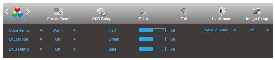 Color Setup (Renk Ayarı) 1. Menüyü görüntülemek için MENU (MENÜ) öğesine basın. 2. (Color Setup (Renk Ayarı)) öğesini seçmek için veya düğmesine basın ve girmek için 'ye basın. 3.