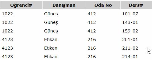 Örnek Bir Tabloyu