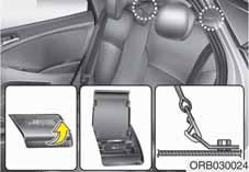 Aracınızın güvenlik özellikleri 4 Kapılı 5 Kapılı ORB030024 ORB031033 Bağlantı kancalı bir çocuk koltuğunun yerine takılması (varsa) Çocuk emniyet sistemi bağlantı kancası tutucuları arka koltuk