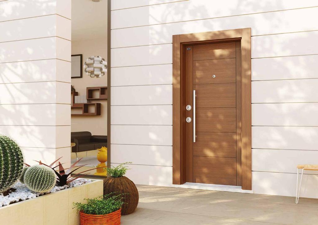 38.39 STEP TEAK RM-03 Natural Wooden Door Series Doğal Ahşap Serisi Kapılar Leaf front face has a registered design and is coated with alpine teak on MDF in width of 8 mm Kanat ön yüz patentli