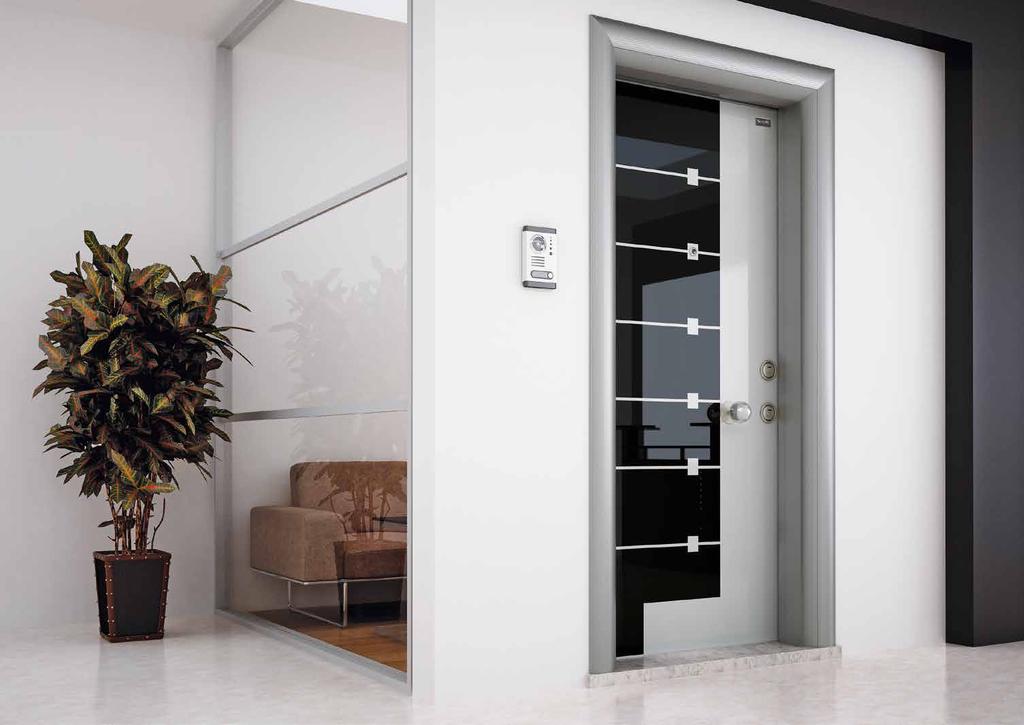 66.67 BLACK & WHITE C-35 Security Doors with Glass Panel Cam Panelli Çelik Kapılar Nano Door System Leaf front face is of tempered glass in 8 mm Kanat ön yüz 8 mm temperli cam Leaf reverse side 8 mm