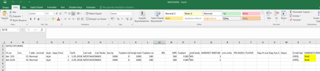 Mikro - Programlarında Yapılan Yenilikler Stok Yönetimi /Evraklar/Fatura Oluşturma/ Excel'den Fatura Oluşturma (Ayrıntılı) (010401) Menüsüne Müstahsil Faturalarının