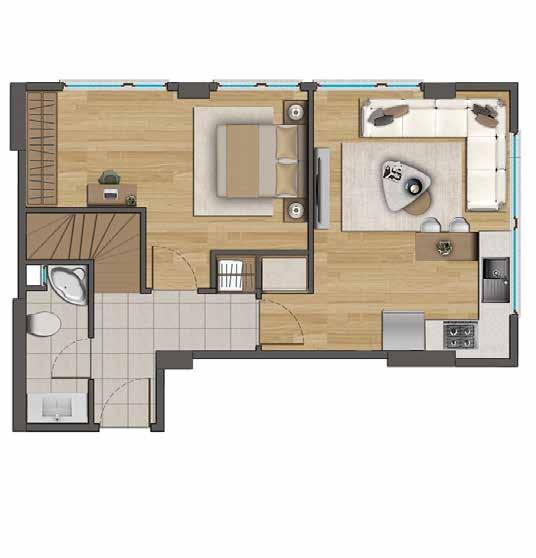 38,25 m 2 1 2 3 NORMAL KAT / 1 st FLOOR 1 - GİRİŞ HOLÜ / Entrance 2 - BANYO / Bathroom 3 -