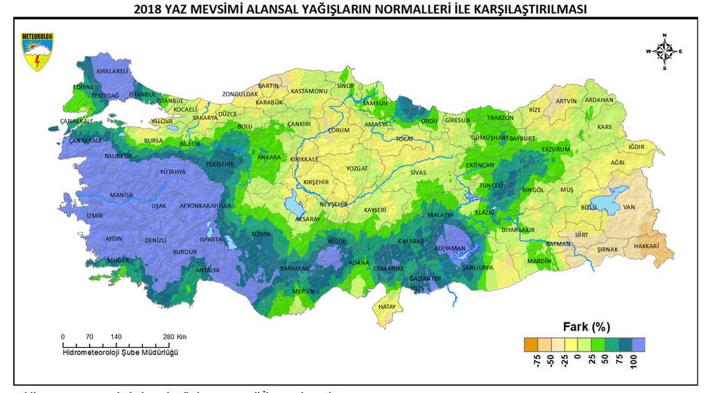 içinde bulunduğu Bölgenin Su/tarım yılı yağış ortalaması 682.1 mm, normali 666.5 mm ve geçen dönem su/tarım yılı yağış ortalaması 532.0 mm'dir.