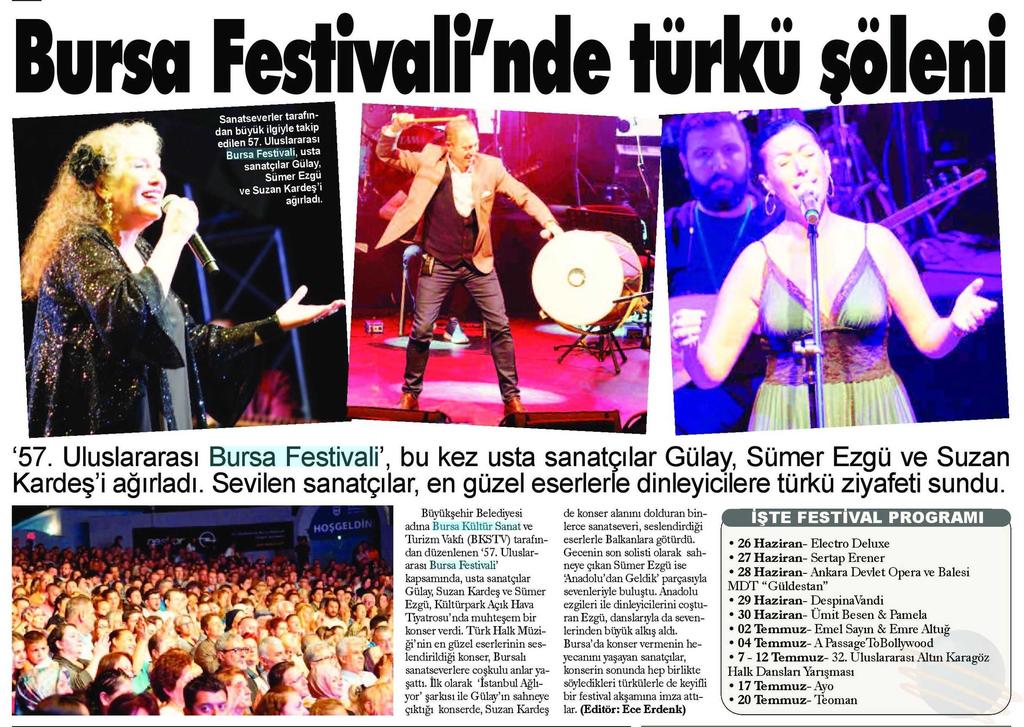 FESTIVALDE TÜRKÜ SÖLENI Yayın Adı : Yeni Marmara