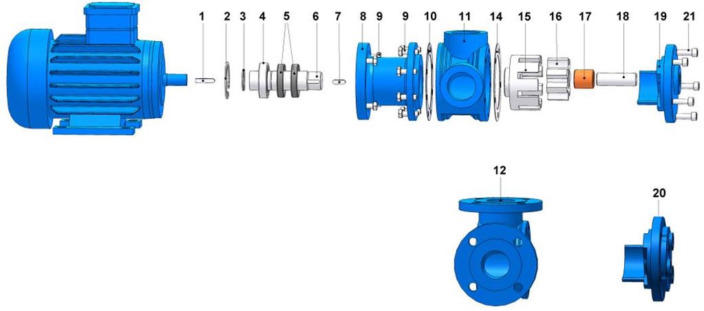 YEDEK PARÇA LİSTESİ / SPARE PARTS LIST KEÇELİ, CEKETLİ VE KÖR KAPAKLI / SEALED WITH LIP SEAL, JACKETED AND WITH BLIND COVER KAMA 6x6x30 AB MOTOR KEY 6x6x30 AB 3