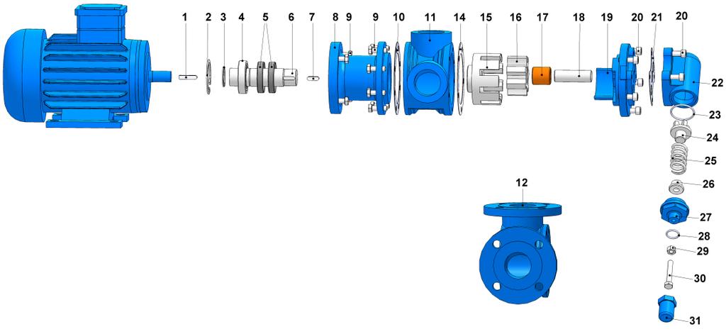 YEDEK PARÇA LİSTESİ / SPARE PARTS LIST KEÇELİ VE BYPASSLI / SEALED WITH LIP SEAL, AND PRESSURE RELIEF VALVE ON COVER KAMA 6x6x30 AB MOTOR KEY 6x6x30 AB 7 AVARA DİŞLİ IDLER BUSHING BURCU 2 İÇ SEGMAN