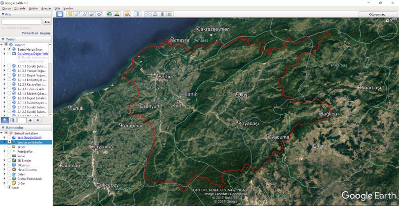 A B C ġekil 9: AraĢtırma alanı sınırları Google Earth görüntüsü (A), sürekli Ģehir yapısı sınıfının