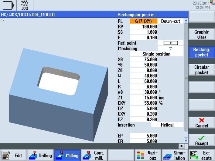 Temel Bilgiler Parametre maskesi olarak, parametre girişi sırasında 3-D yardım resimleri ve animasyon gösterilir, VSK 2 Graphic view tuşu devre dışı bırakılır.
