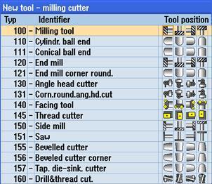 . New tool - drill listesini açmak için, VSK 3 Drill 200-299 tuşuna basın.