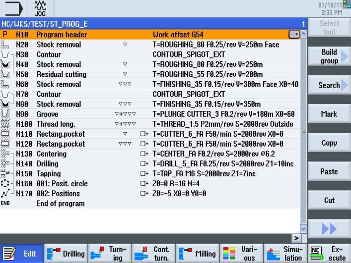 Program işletim alanına geçmek için, sarı HSK 3 Program tuşuna basın. Program işletim alanı açılarak, çalıştığınız son programı gösterir (bkz. aşağıdaki resim).