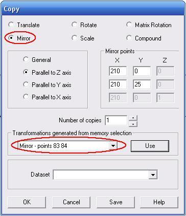 Oluşan yeni noktalar seçilir, grafik penceresinde farenin sağ tuşuna tıklanır ve Selection Memory > Set seçenekleri seçilerek bu noktalar hafızaya kaydedilir. Şekil 28.