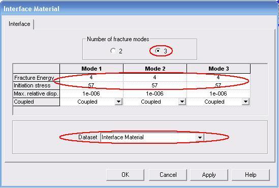 16. Mesh atama işleminden sonra Interface Material atama işlemine geçilir. Menülerden Attributes > Material > Specialised > Delamination Interface seçenekleri seçilir.