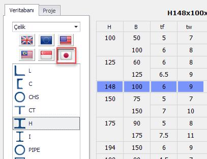 Sayfa - 19 Japon Çelik Profil Veritabanı Desteği Çelik profil veritabanına japon profilleri de eklenmiştir.