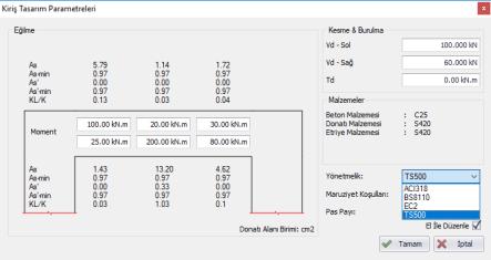 Tasarım işlemi tamamlanmış kiriş akslarının detay çizimleri ise ProtaDetails tarafından otomatik olarak çizilebilmektedir.