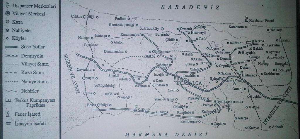 198 Resim 3: Çatalca Vilayeti Haritası (1924-1926)-2 (Kaynak: Mehmed Ali Kayacan,