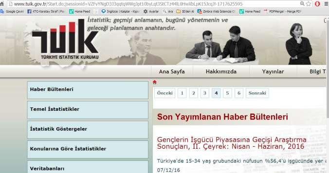 Araştırmalarda Kaynak TUİK Web Sayfasını Kullanma Türkiye, Türkiye halkı üzerine yapılacak