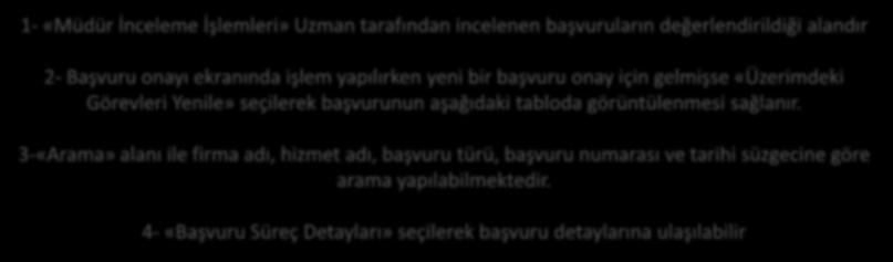 3-«Arama» alanı ile firma adı, hizmet adı, başvuru türü, başvuru numarası ve