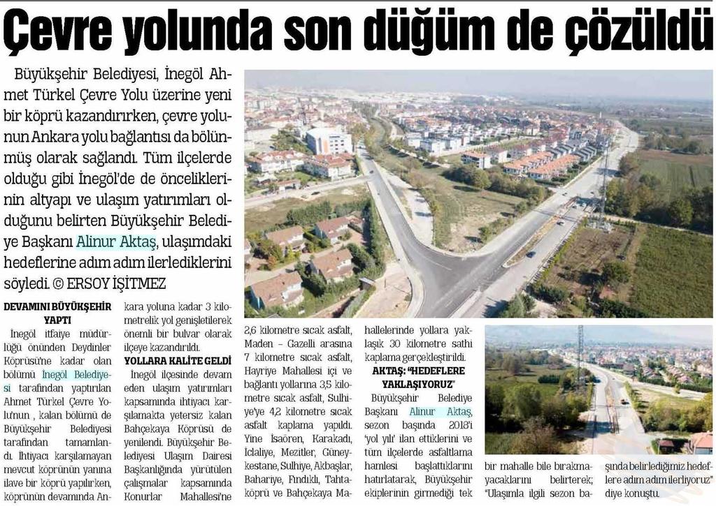 ÇEVRE YOLUNDA SON DUGÜM DE ÇÖZÜLDÜ Yayın Adı : Genç Gazete