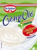 Oetker Damla Sakızlı Crème Olé 500 ml (2,5 su bardağı) buzdolabında soğutulmuş süt Süslemek için: Çilek 5-6 adet badem 5-6 adet taze nane yaprağı Antep Fıstıklı Lezzet Dilimleri 1.