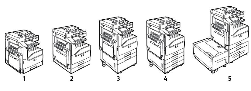 Kağıt ve Ortam Kağıt ve Ortam Genel Bakış Kağıt kaseti yapılandırmasına bağlı olarak yazıcıya altı adede kadar kağıt kaseti takılabilir. 1. Taban Model 2. Tek Kasetli Modül ile Yapılandırma 3.