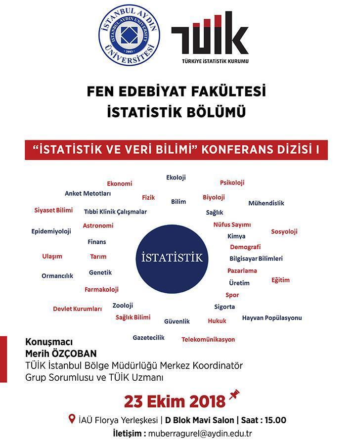 Etkinlikler KONFERANS İstatistik Bölümü Fen Edebiyat Fakültesi İstatistik Bölümü,