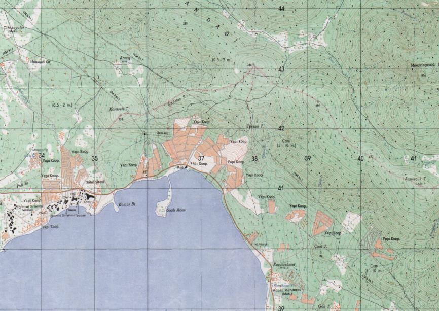 TOPOGRAFİK HARİTALAR TOPOGRAFİK HARİTALARDA KULLANILAN RENKLER Mavi: Su ile ilgili herşey, Akarsu, göl, deniz, bataklık, su kaynağı, vb.